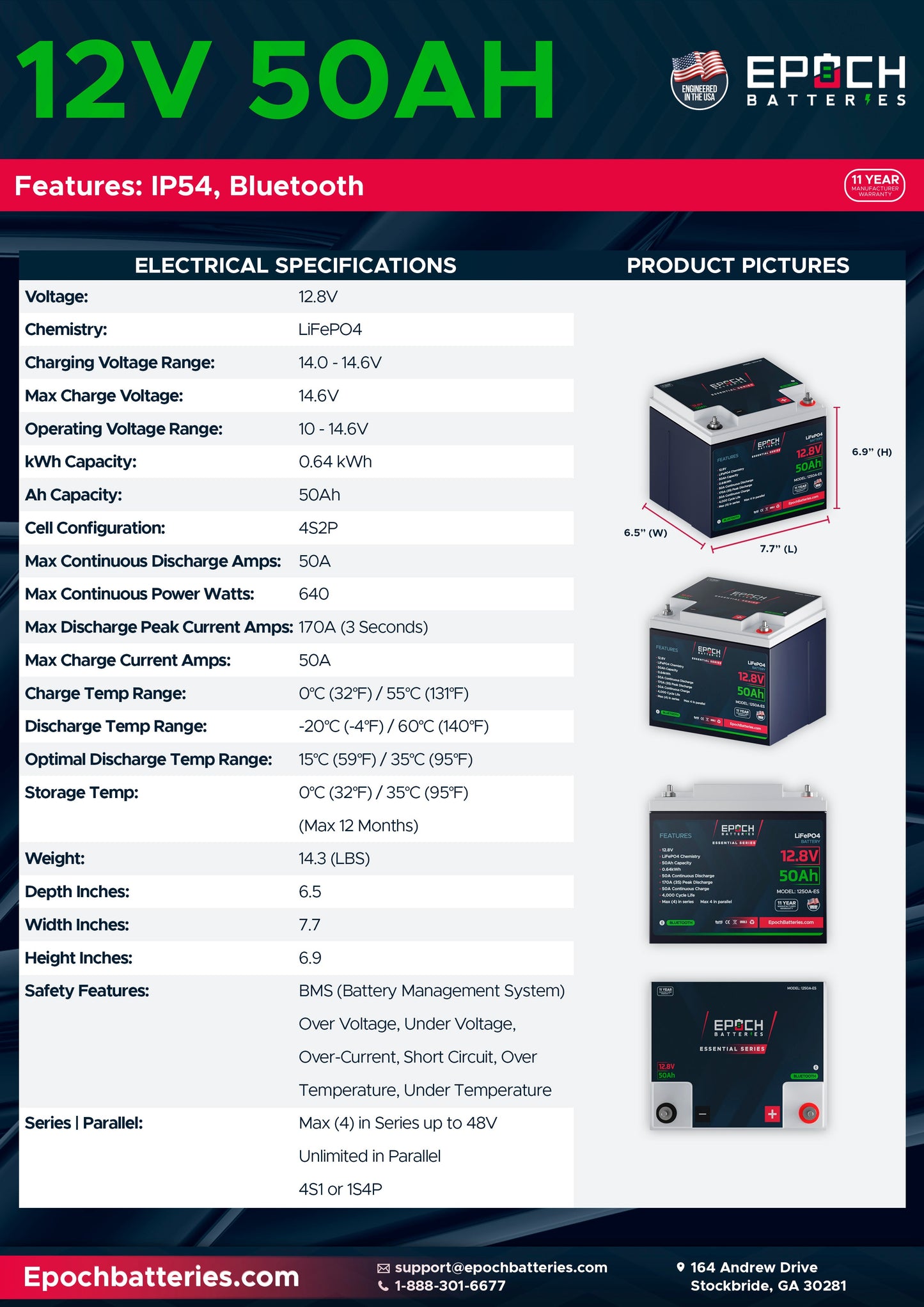 12V 50Ah | Bluetooth | LiFePO4 Battery