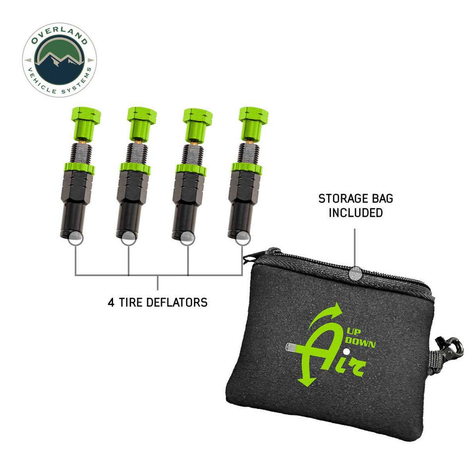 4 Piece Adjustable Tire Deflator Kit & Storage Bag - (PSI 10-30 Lbs.)