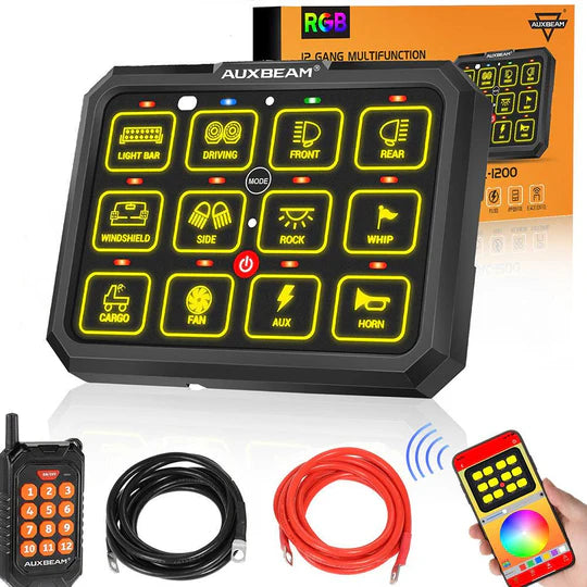 Auxbeam AC-1200 Bluetooth RGB 12 Gang Slim Switch Panel with Remote