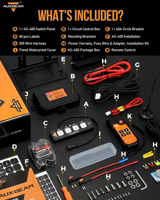 Auxbeam AS-600 Bluetooth RGB 6 Gang Slim Switch Panel with Remote