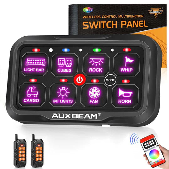 Auxbeam AC-800 Bluetooth RGB 8 Gang Slim Switch Panel with Remote