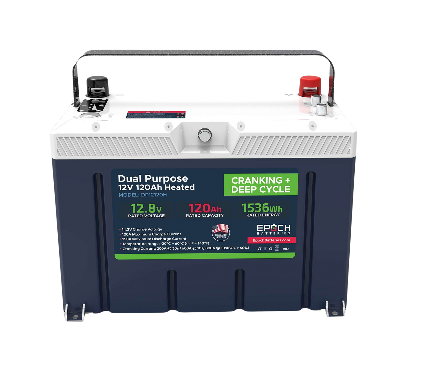 12V 120AH - GROUP 27 - CRANKING & DEEP CYCLE LITHIUM BATTERY (DUAL PURPOSE)