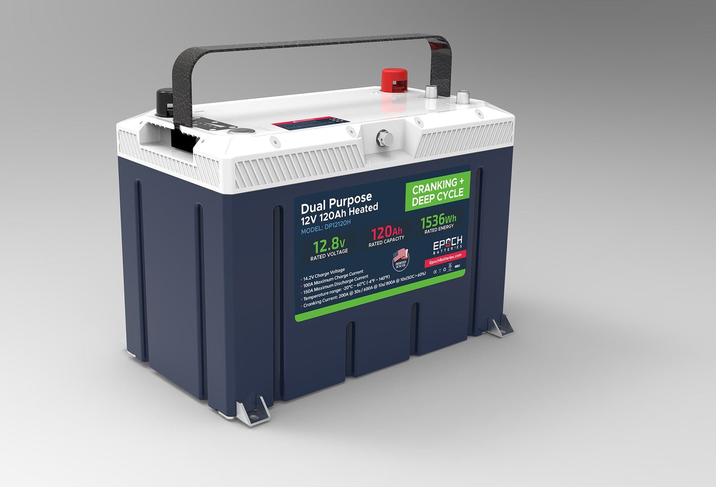 12V 120AH - GROUP 27 - CRANKING & DEEP CYCLE LITHIUM BATTERY (DUAL PURPOSE)