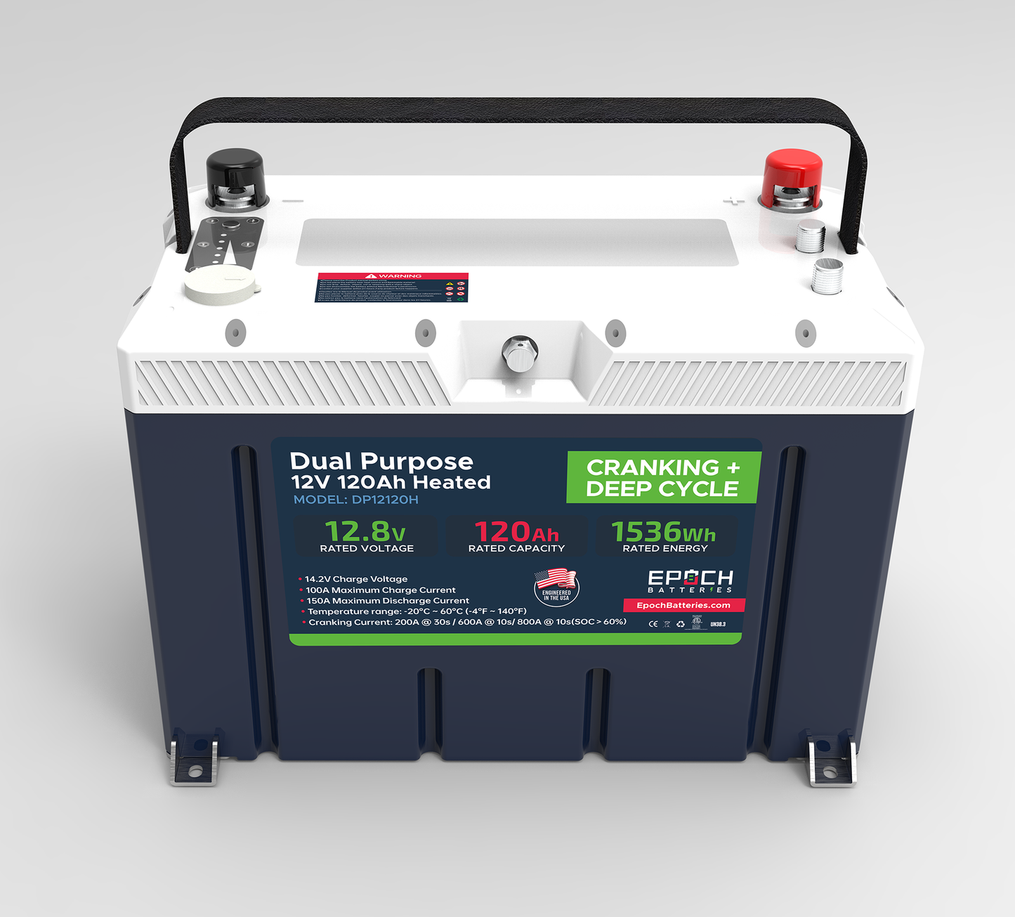 12V 120AH - GROUP 27 - CRANKING & DEEP CYCLE LITHIUM BATTERY (DUAL PURPOSE)