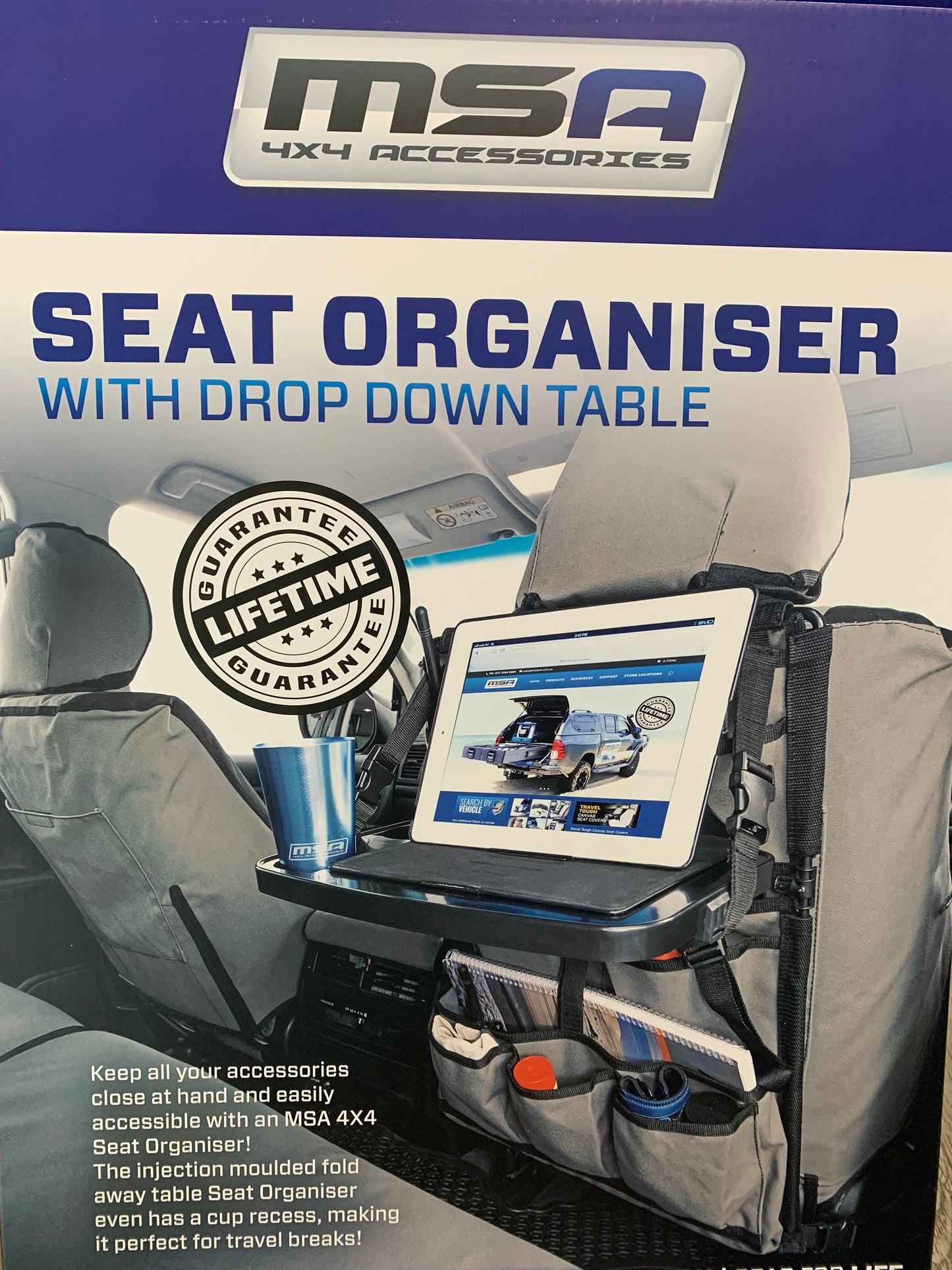 Seat Organizer w/Drop Down Table