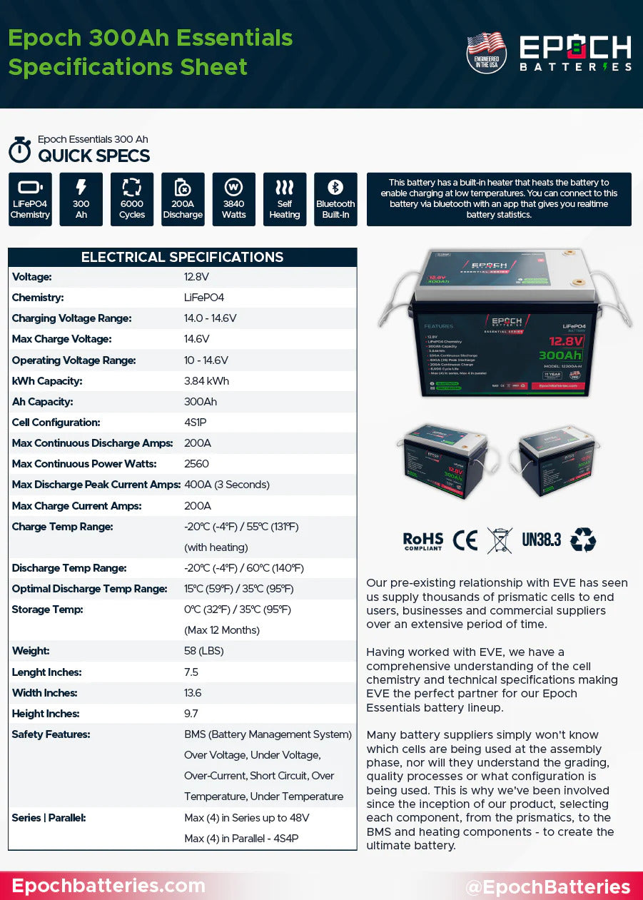 12V 300AH | HEATED & BLUETOOTH | LIFEPO4 BATTERY
