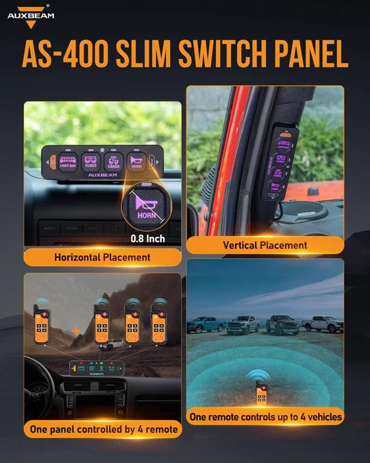 Auxbeam AS-600 Bluetooth RGB 6 Gang Slim Switch Panel with Remote