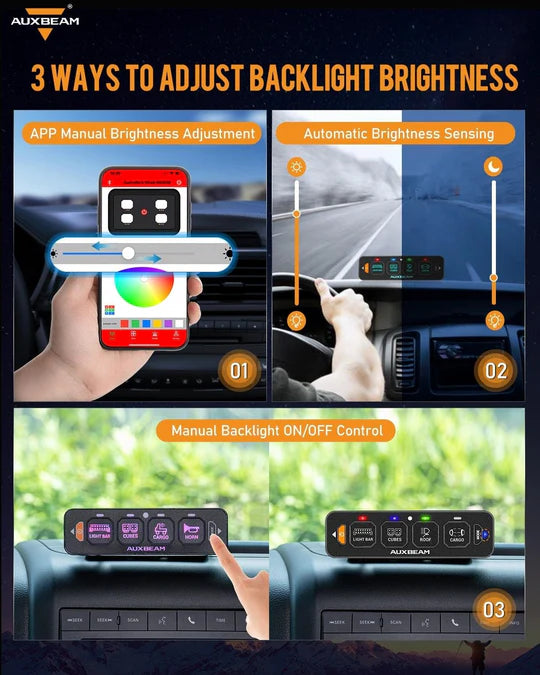 Auxbeam AS-600 Bluetooth RGB 6 Gang Slim Switch Panel with Remote