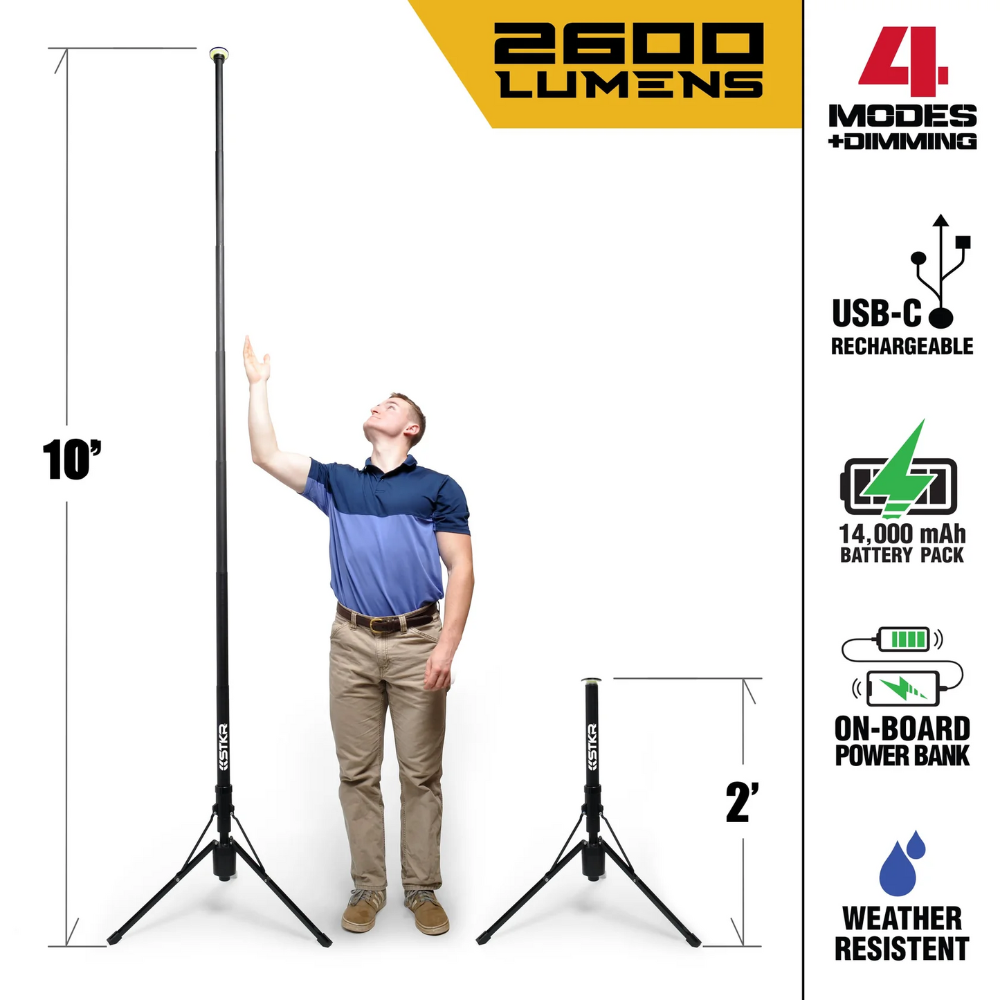 STKR CONCEPTS FLi-OVERLANDER 10' Telescoping Light with Wireless Remote