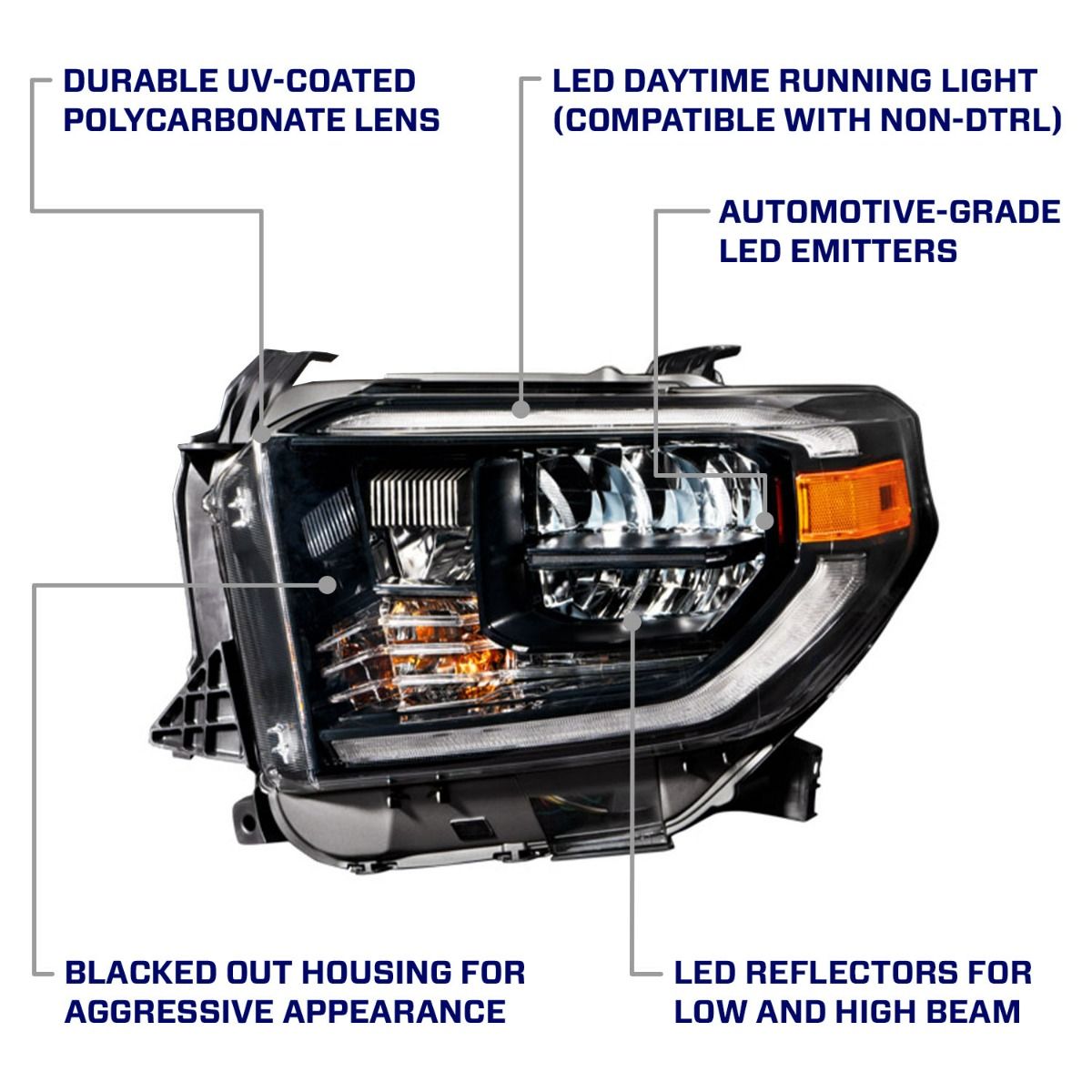 2014-2021 TOYOTA TUNDRA LED REFLECTOR HEADLIGHTS (PAIR)