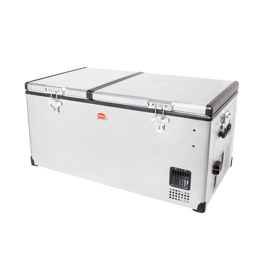 SNOWMASTER DUAL COMPARTMENT (LOW PROFILE SERIES) (LP96) STAINLESS STEEL AC/DC FRIDGE/FREEZER