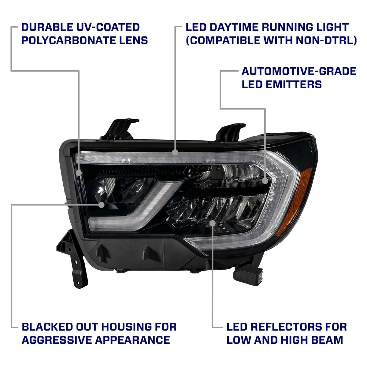 2007-2013 TOYOTA TUNDRA LED REFLECTOR HEADLIGHTS (PAIR)