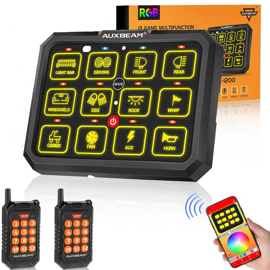 Auxbeam AC-1200 Bluetooth RGB 12 Gang Slim Switch Panel with Remote