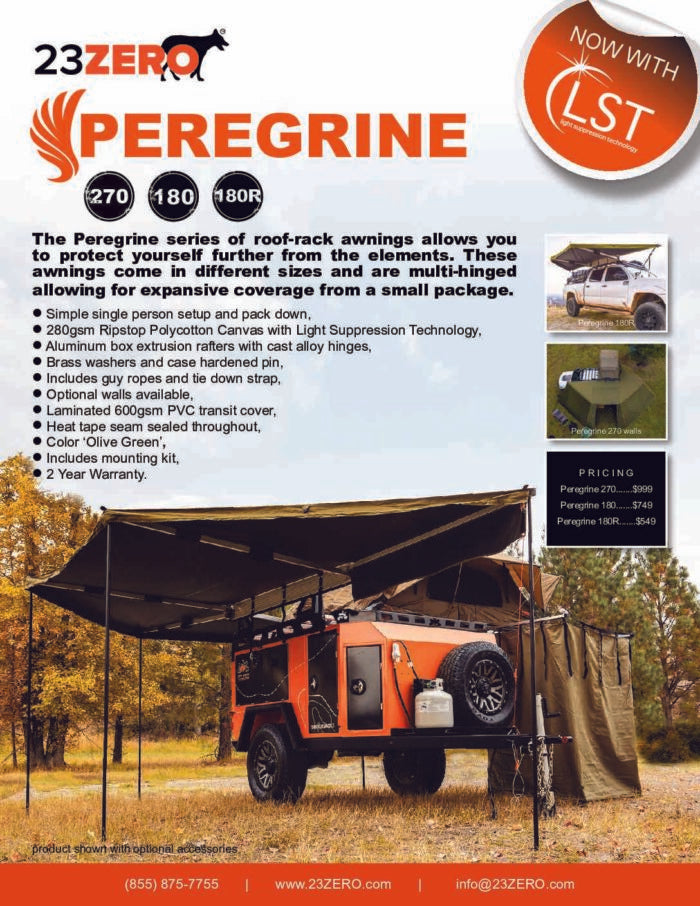 180° PEREGRINE AWNING WITH LIGHT SUPPRESSION TECHNOLOGY